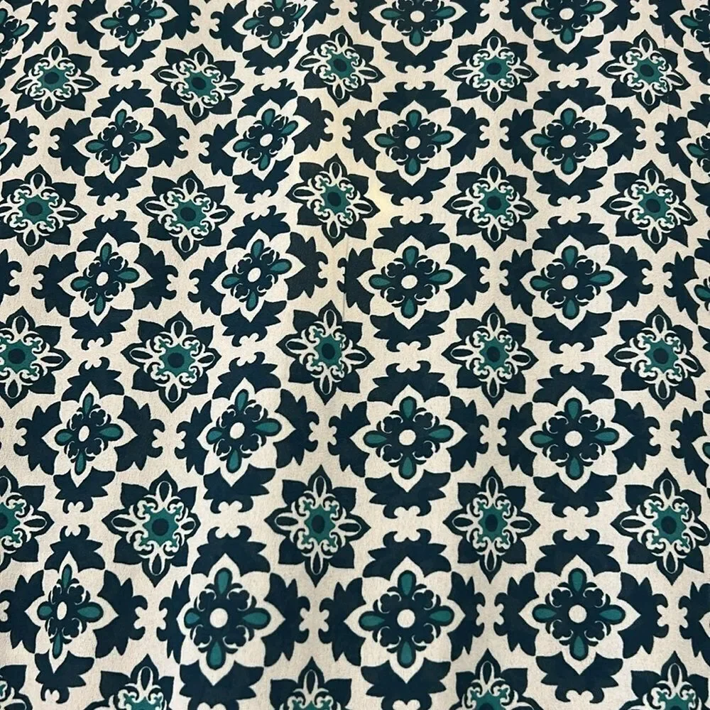 Crescent Allium green white patterned tie waist tunic Size S New